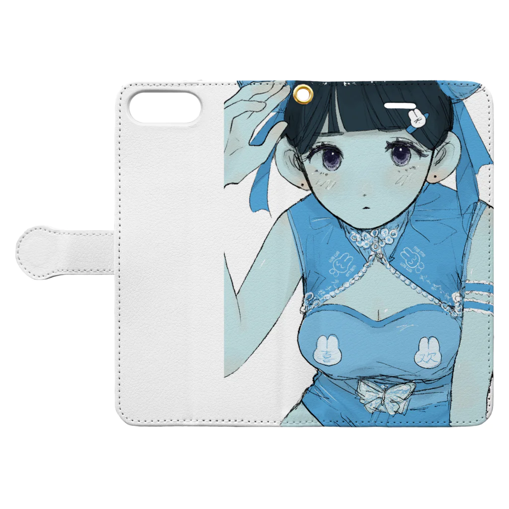 mightのうさぎチャイナ グッズ Book-Style Smartphone Case:Opened (outside)