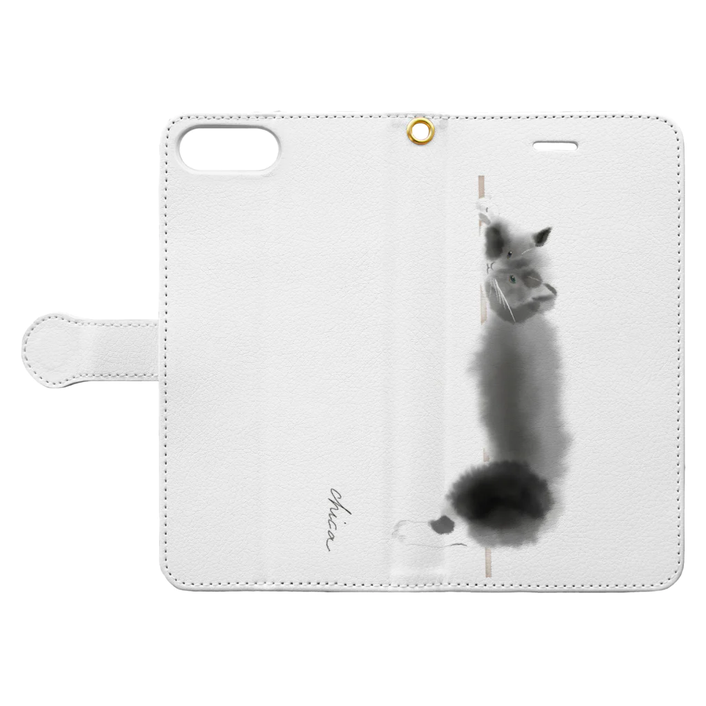 C Nのノルウェージャンフォレストキャット　黒猫 Book-Style Smartphone Case:Opened (outside)