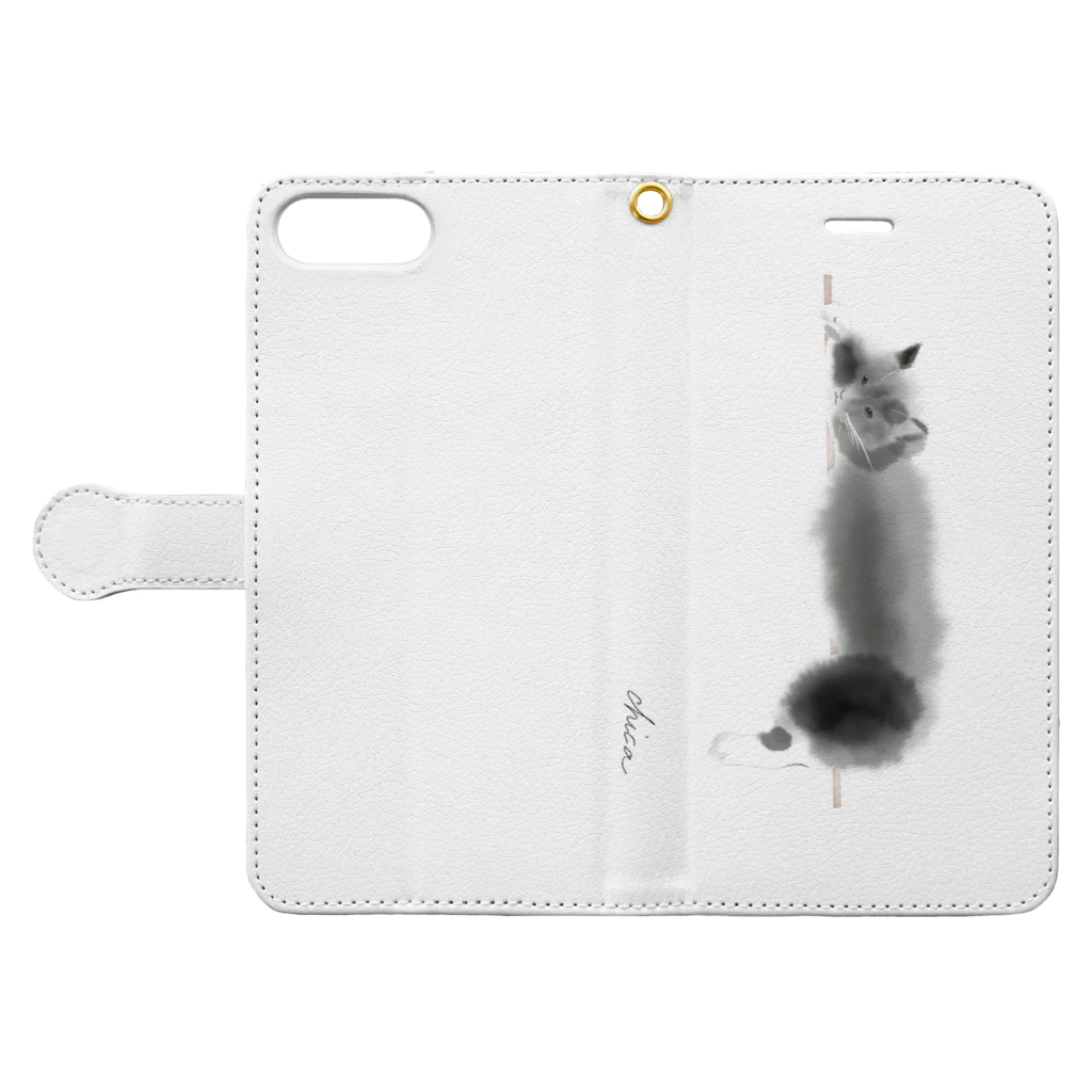 C Nのノルウェージャンフォレストキャット黒猫 Book-Style Smartphone Case:Opened (outside)