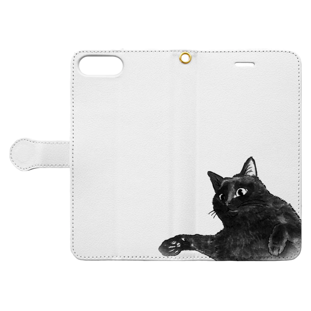 やまねくんのくろねこ  少しリアル Book-Style Smartphone Case:Opened (outside)