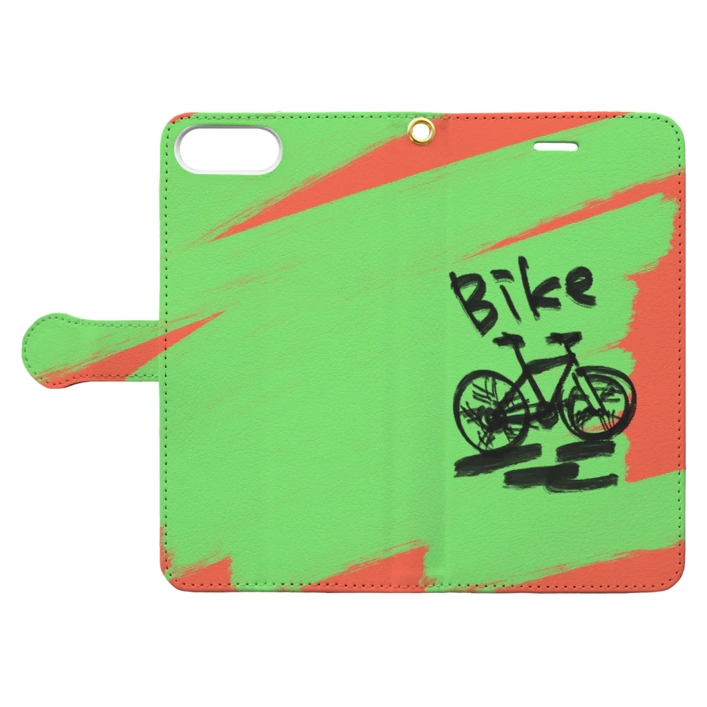 ばんやスマホケースの自転車 Book-Style Smartphone Case:Opened (outside)
