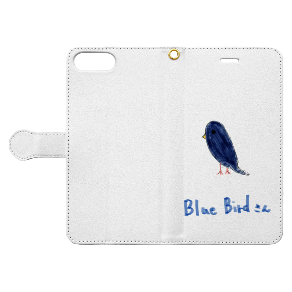 Dream AnimalのBlue Birdさん Book-Style Smartphone Case:Opened (outside)