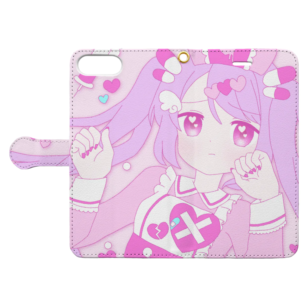 かわいいもののおみせ　いそぎんちゃくのゆめかわナースちゃん Book-Style Smartphone Case:Opened (outside)