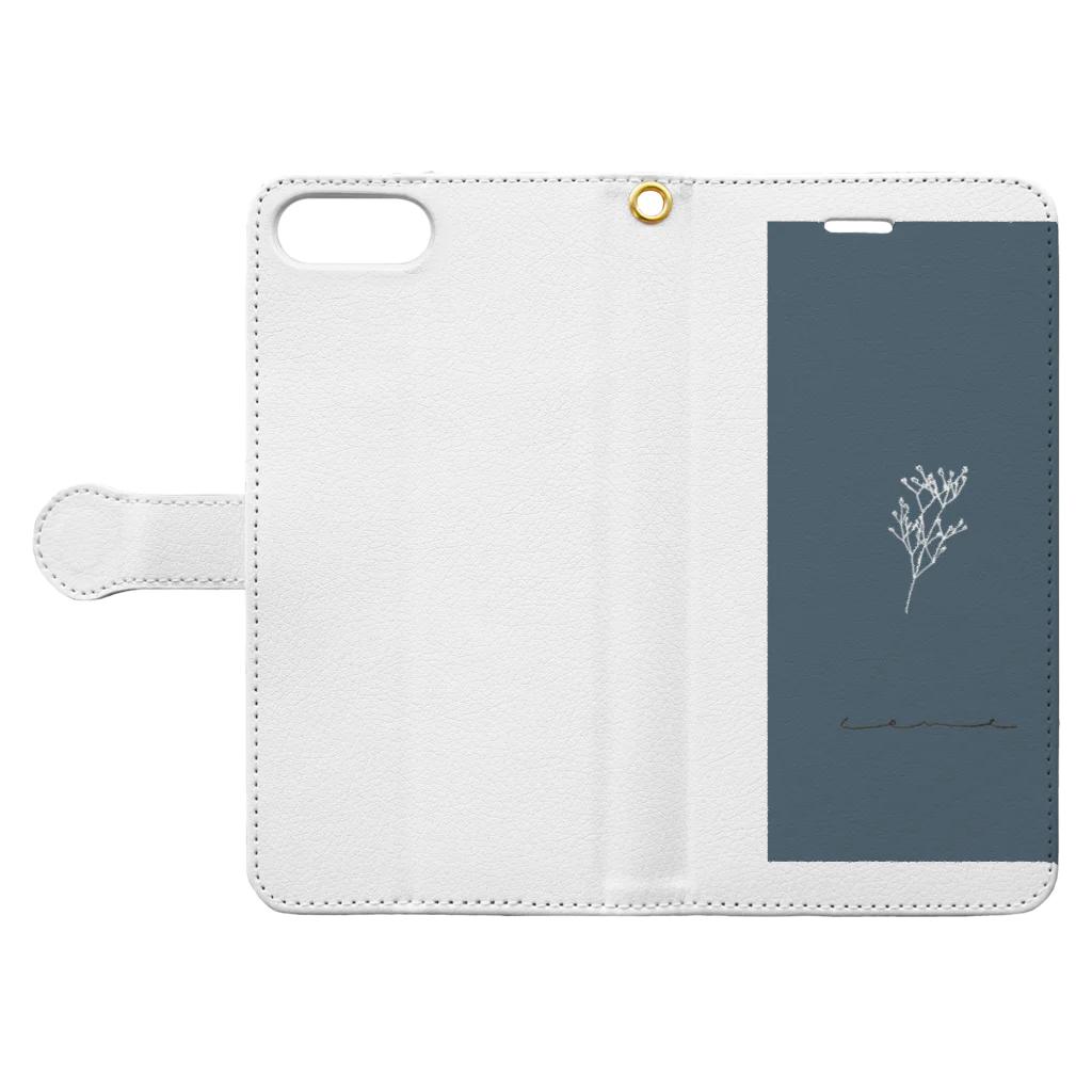 rilybiiのかすみ草 くすみブルー Book-Style Smartphone Case:Opened (outside)