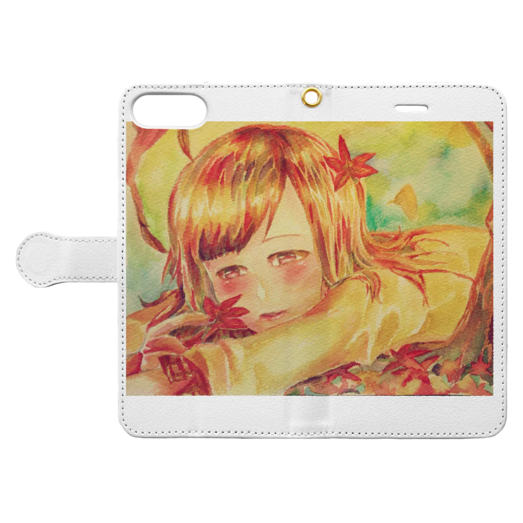 こあらのあかいろの紅葉 Book-Style Smartphone Case:Opened (outside)