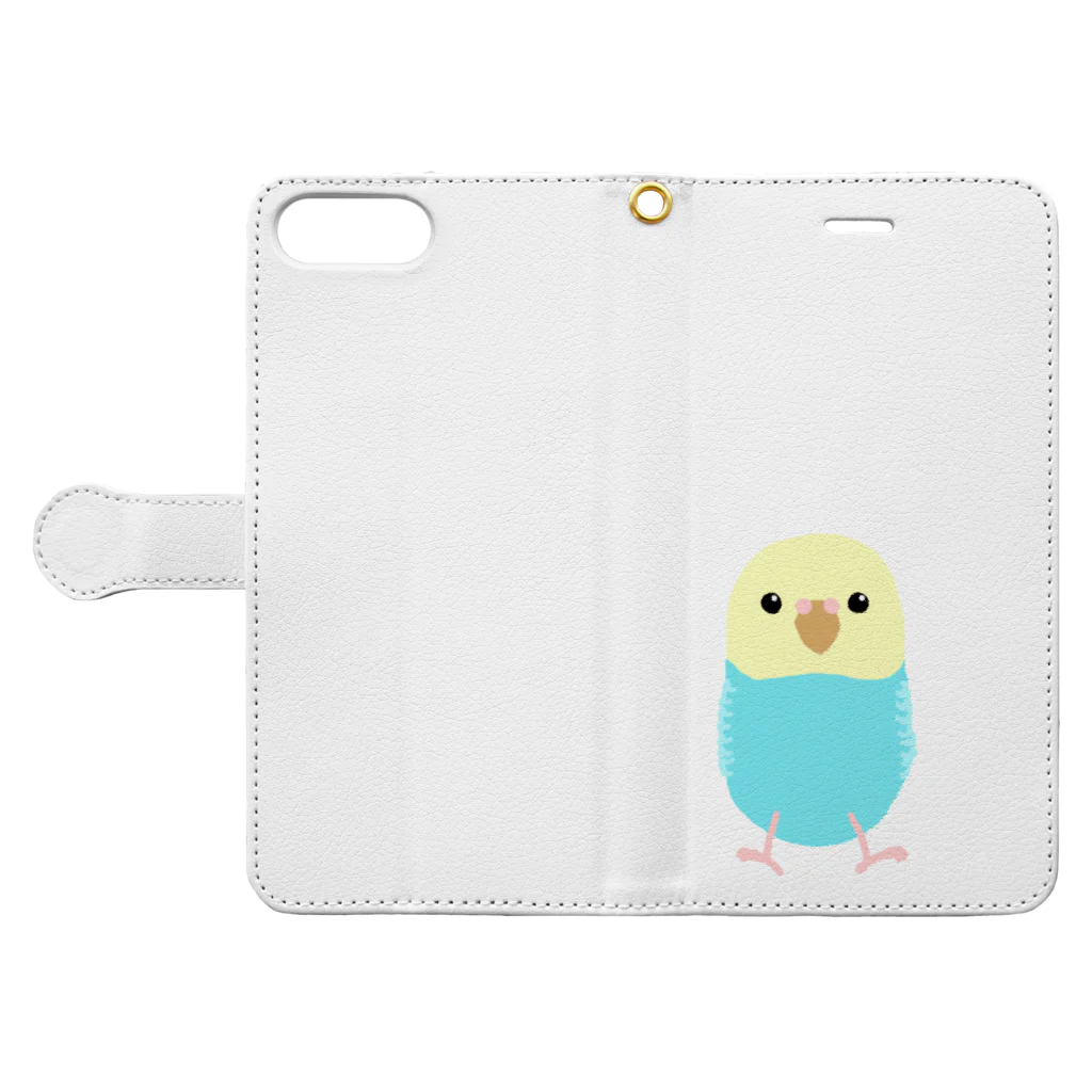 武者小路夕桐のセキセイインコ Book-Style Smartphone Case:Opened (outside)