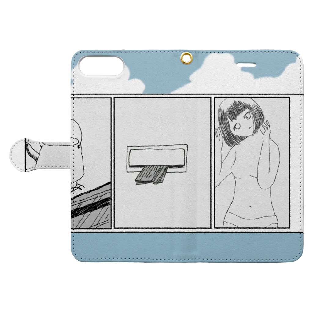 佐藤撫子の平日 Book-Style Smartphone Case:Opened (outside)