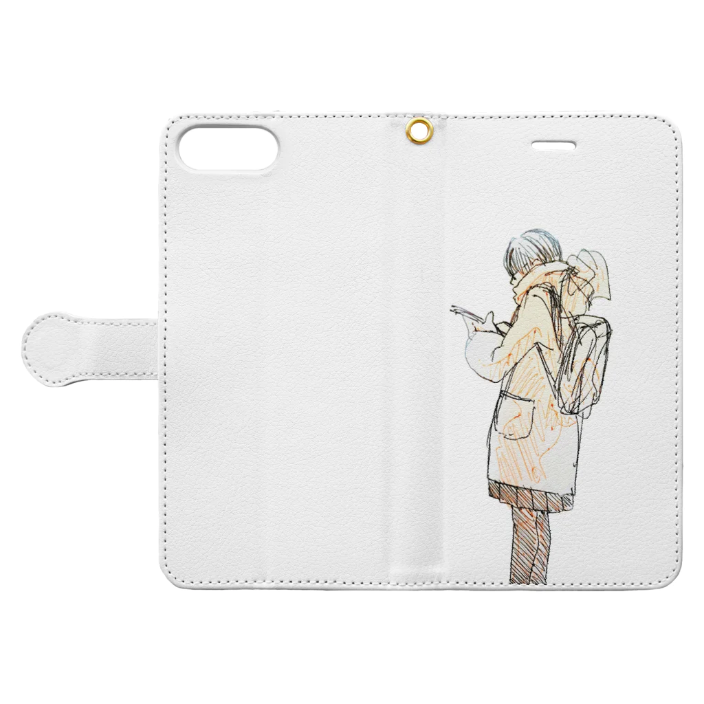 じゃがばの眼鏡の学生ちゃん Book-Style Smartphone Case:Opened (outside)