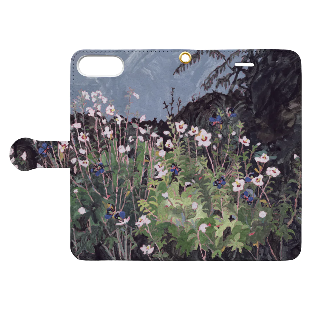 毬谷静 – Shizuka Mariya –の白い花の咲く場所 Book-Style Smartphone Case:Opened (outside)