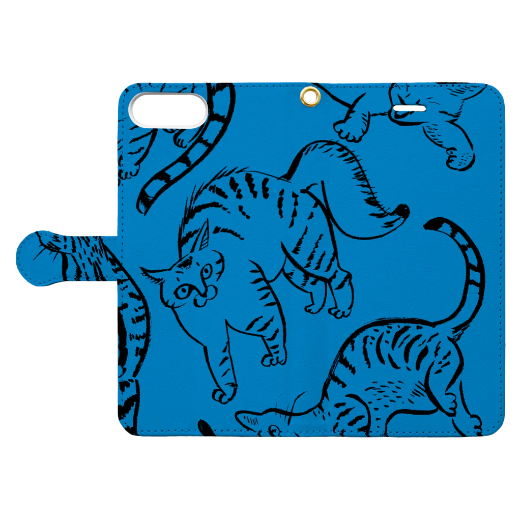 megumiillustrationのcat flow Book-Style Smartphone Case:Opened (outside)