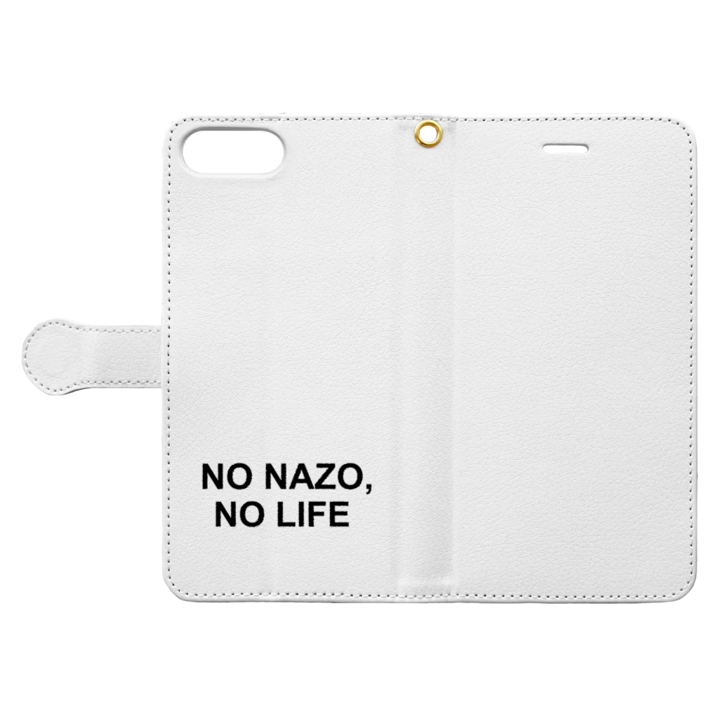 謎はないけど謎解き好きのお店のNO NAZO, NO LIFE（黒文字シンプル大） Book-Style Smartphone Case:Opened (outside)