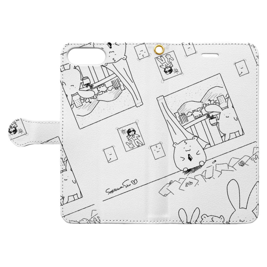 BabyShu shopのノスタルジー鷺ハムシリーズwhiteスマホケース Book-Style Smartphone Case:Opened (outside)