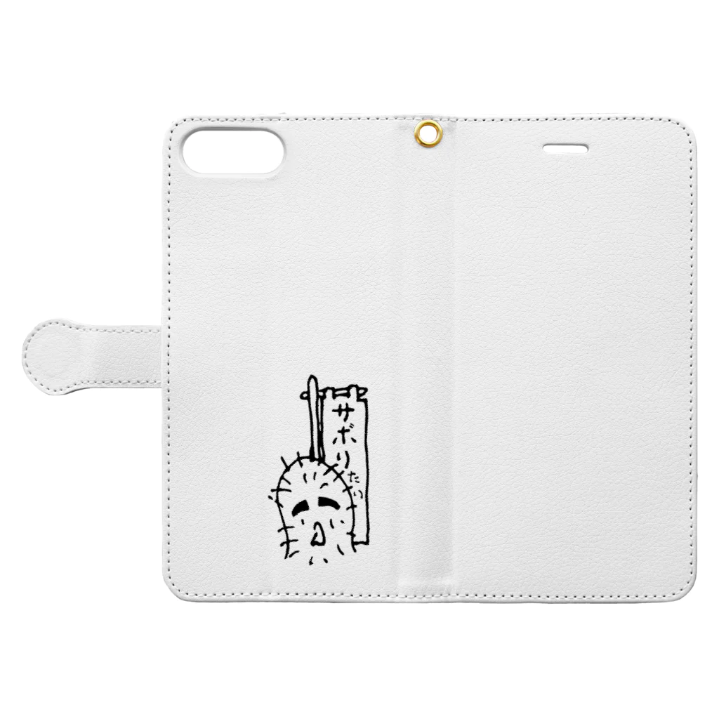 ヒゲおじさんのサボりたいクン Book-Style Smartphone Case:Opened (outside)