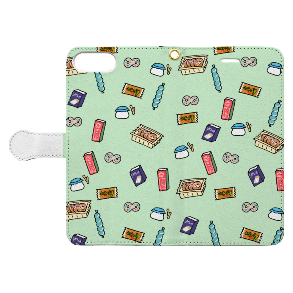 SHIHOの駄菓子の夢 dot. ミントカラー Book-Style Smartphone Case:Opened (outside)