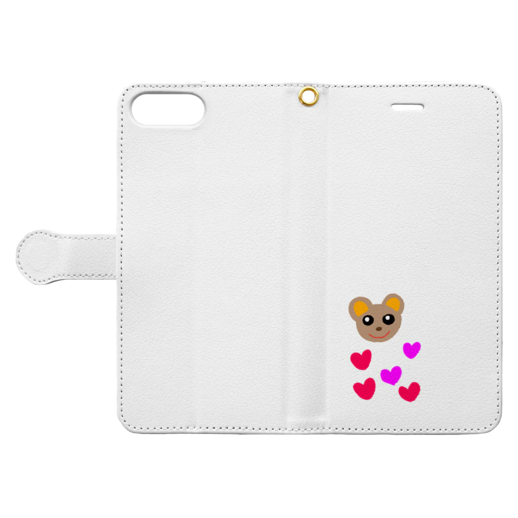 SMILE☆TIMEのくまちゃんとハート Book-Style Smartphone Case:Opened (outside)