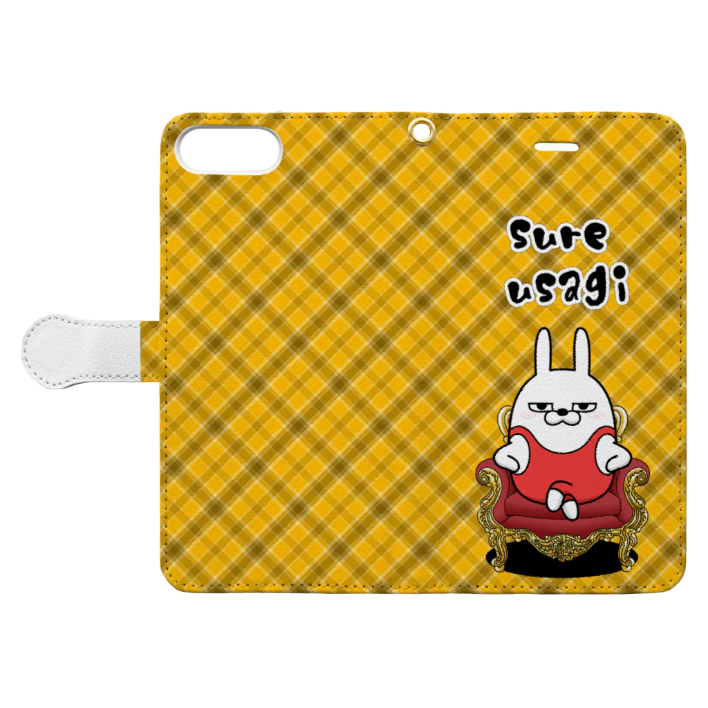 ananet@擦れうさぎの擦れうさぎチェック Book-Style Smartphone Case:Opened (outside)