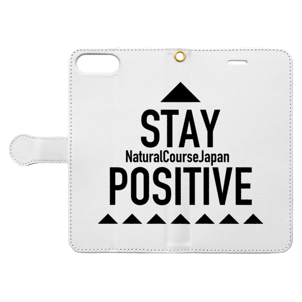 NaturalCourseJapanのNC OfficialWear 「STAY POSITIVE」vol.2 手帳型スマホケースを開いた場合(外側)