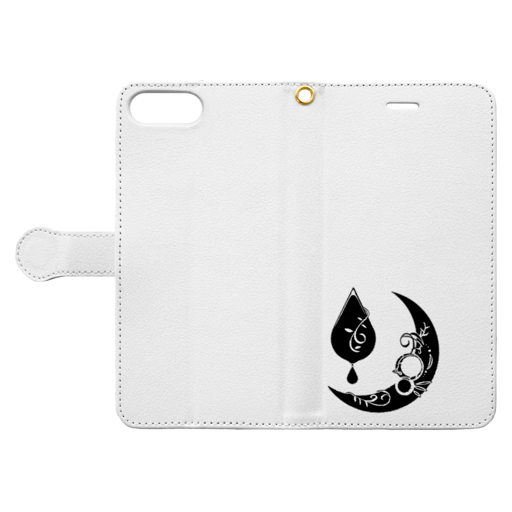 Lotusの雨と月 Book-Style Smartphone Case:Opened (outside)