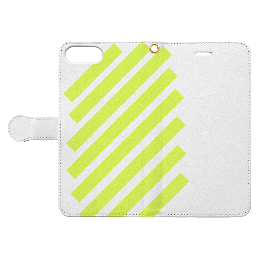 viofranme.のsuzuri_fullgraphicT-template-XL_slash_lime_yellow_ Book-Style Smartphone Case:Opened (outside)