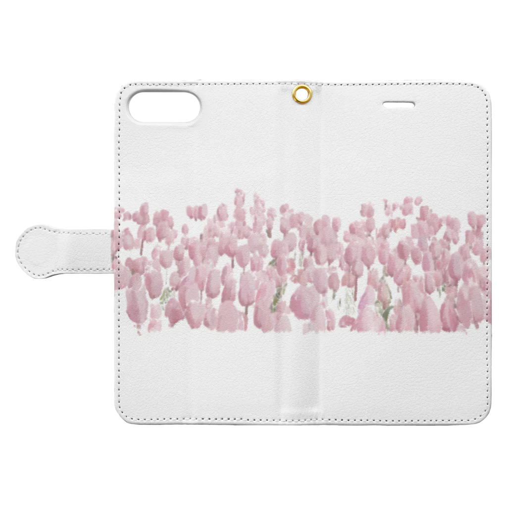 rilybiiのTulip field pink Book-Style Smartphone Case:Opened (outside)