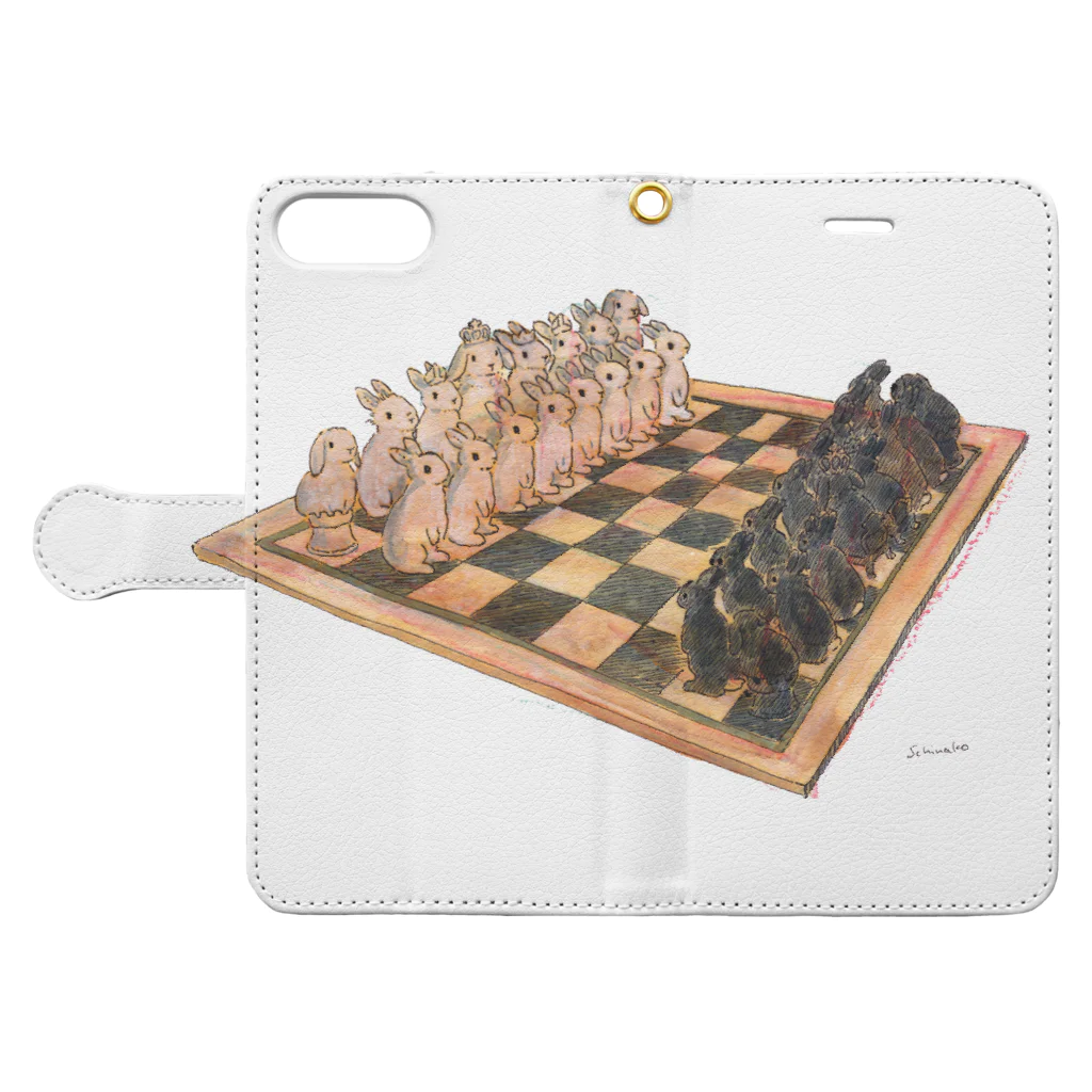 SCHINAKO'SのRabbit chess Book-Style Smartphone Case:Opened (outside)