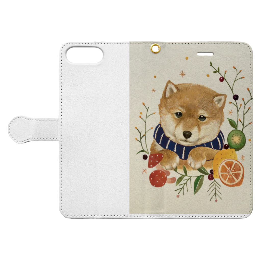 Y4C-Designの柴犬 Book-Style Smartphone Case:Opened (outside)