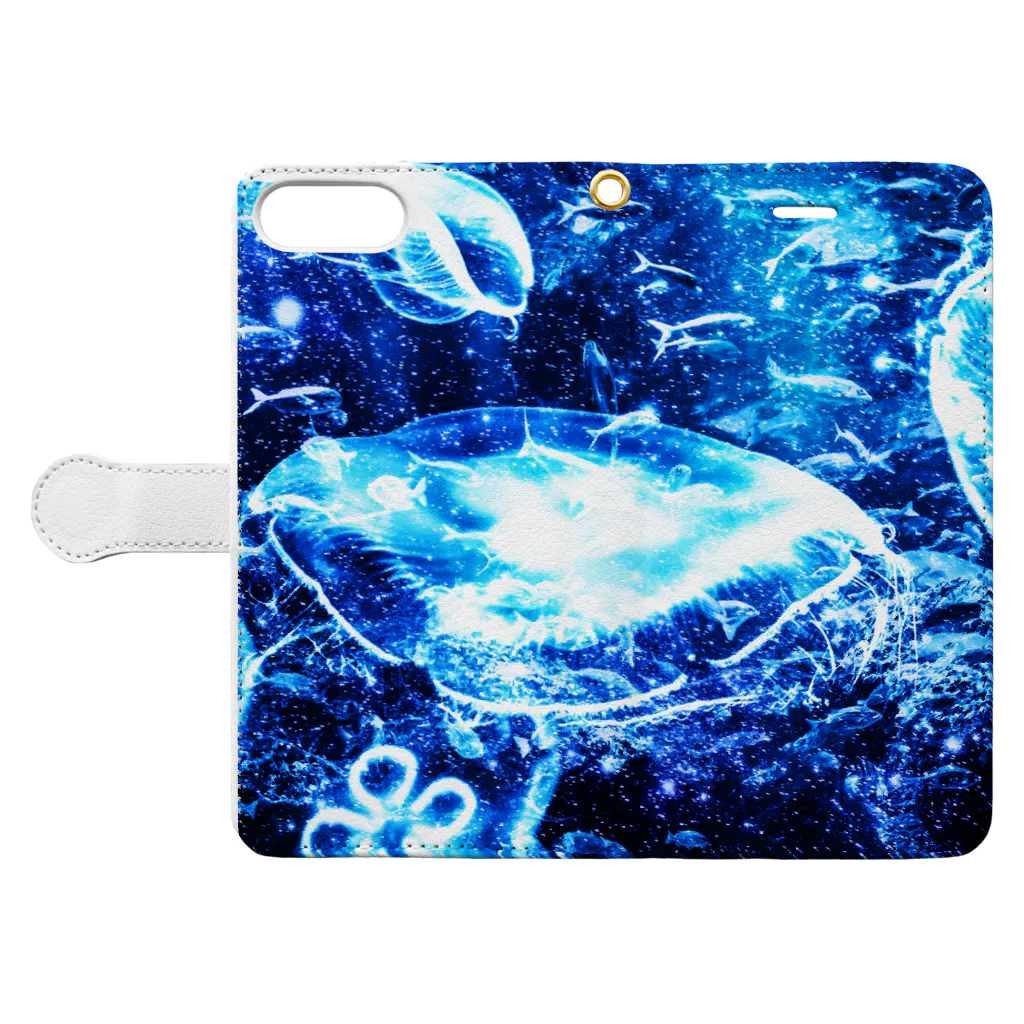 kagomeのリラックスアイテムショップのリラックス♪深海のアクアリウム Book-Style Smartphone Case:Opened (outside)