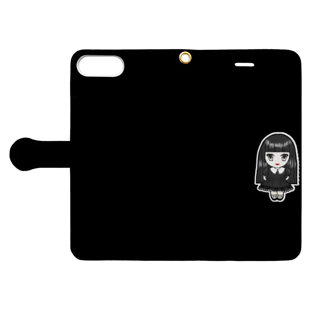 かえりたいのいないいないかえちゃん(黒) Book-Style Smartphone Case:Opened (outside)