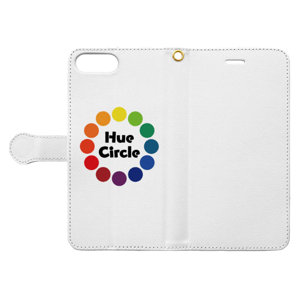 ねこのかくれが的ひみつきちハウスのHue Circle 色相環12 Book-Style Smartphone Case:Opened (outside)