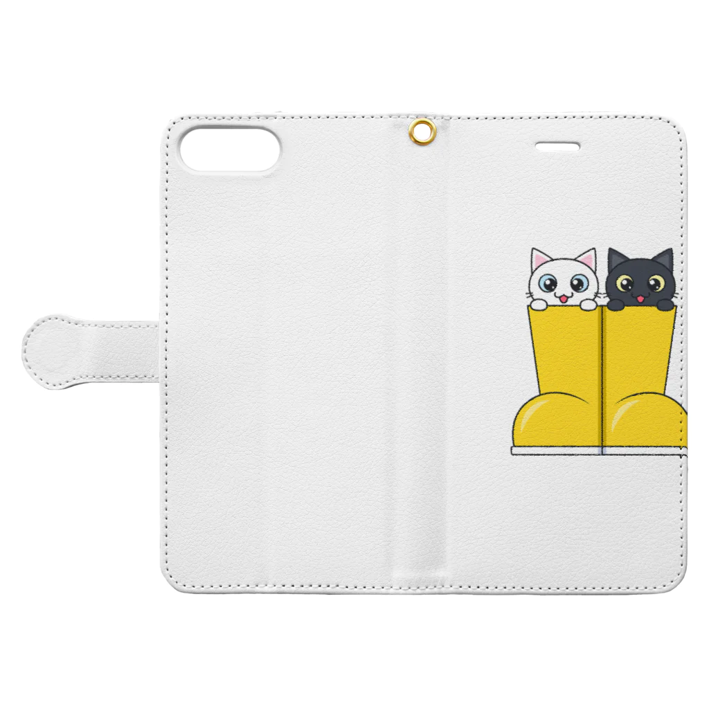 アクセルスタイルの可愛い長靴ねこ Book-Style Smartphone Case:Opened (outside)