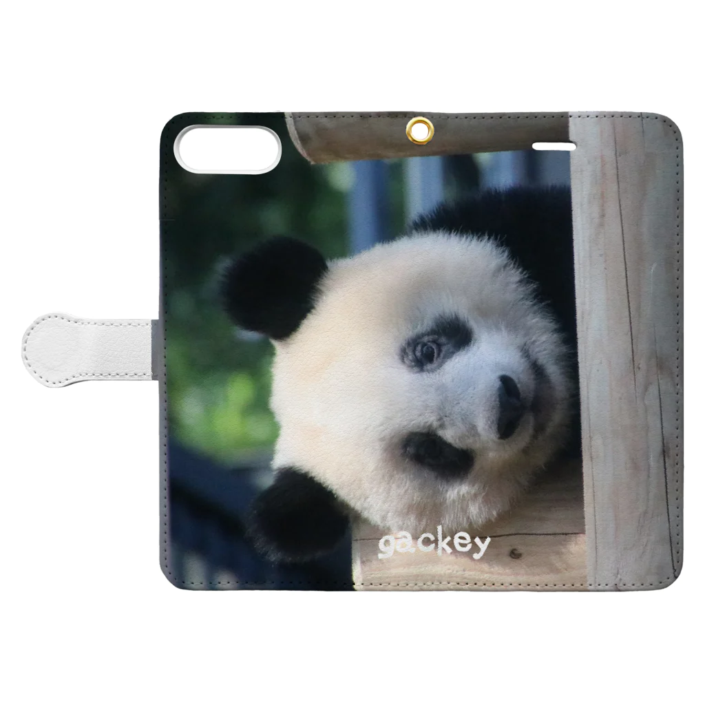 gackeyのひょっこり PANDA Book-Style Smartphone Case:Opened (outside)