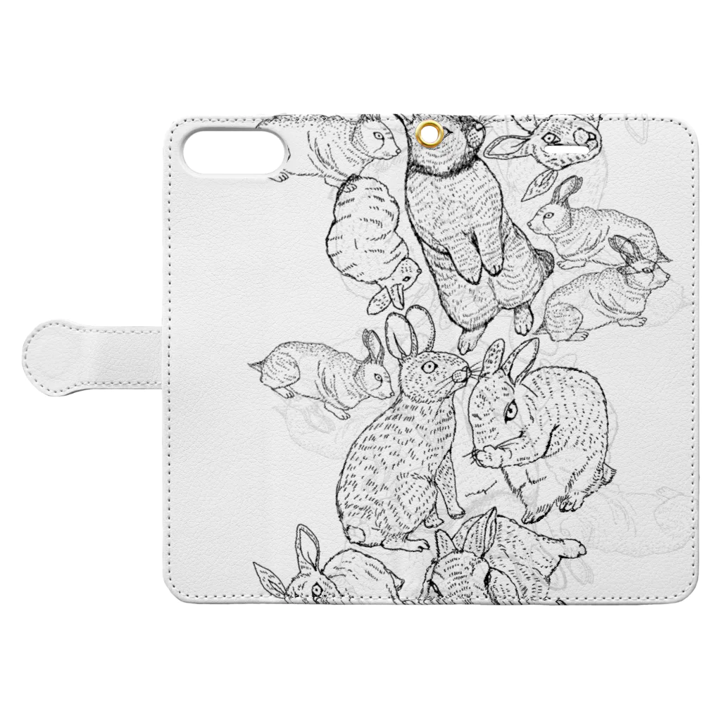 megumiillustrationの真昼のうさぎ Book-Style Smartphone Case:Opened (outside)