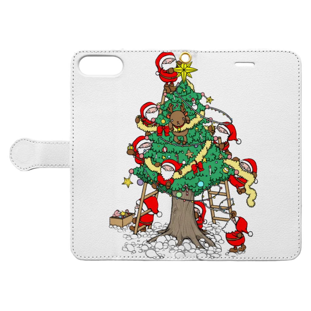 Cɐkeccooのメニー？クリスマス『クリスマスツリー』 Book-Style Smartphone Case:Opened (outside)