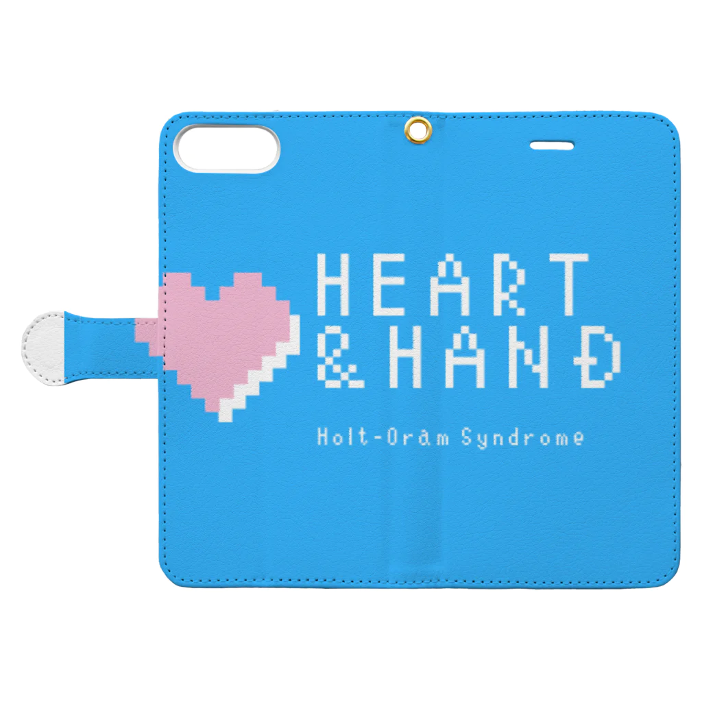 ハート&ハンドのHeart & Hand のスカイブルーのオリジナルアイテム 다이어리형 폰케이스を開いた場合(外側)