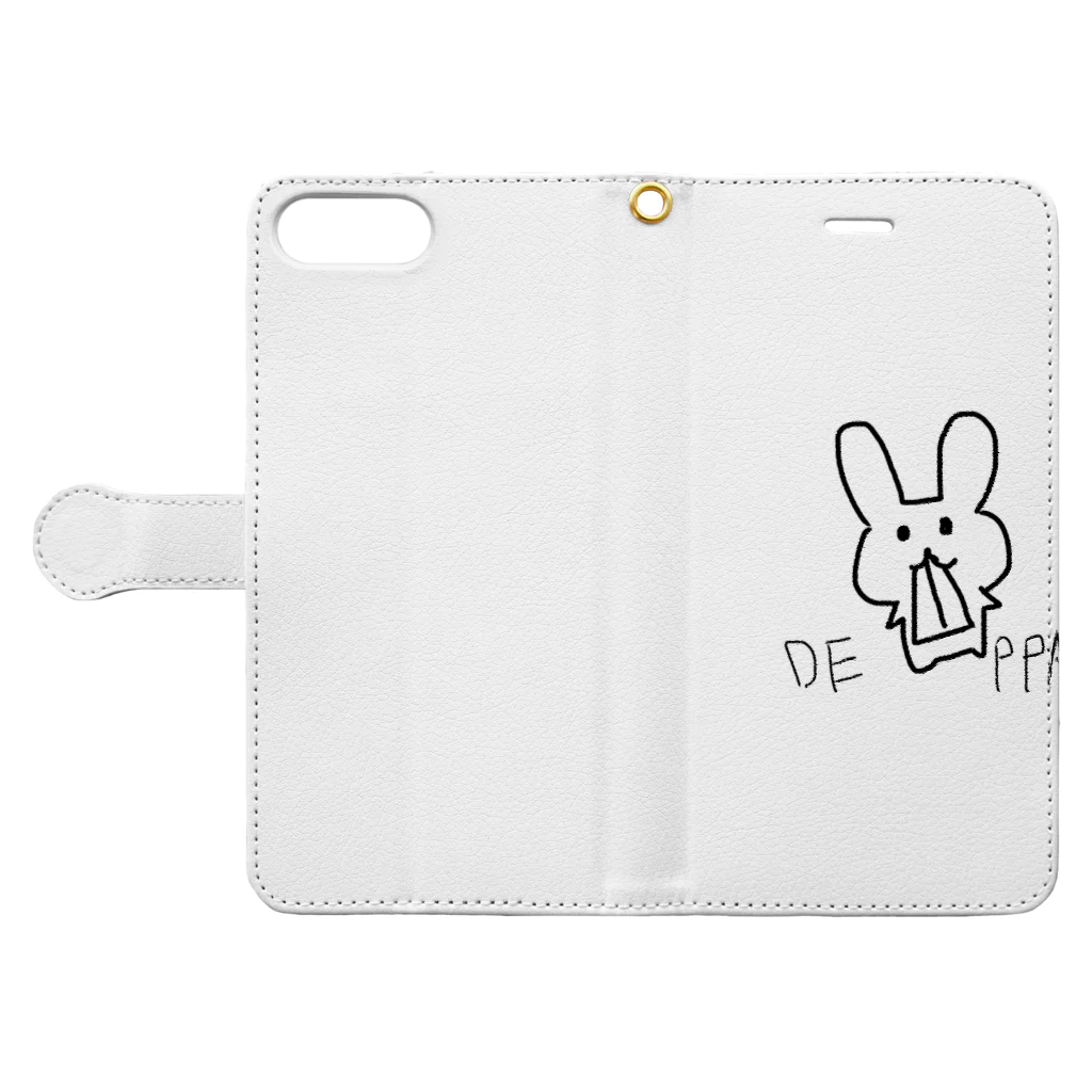 sat0mi'shopのでっぱうさ子ちゃん Book-Style Smartphone Case:Opened (outside)