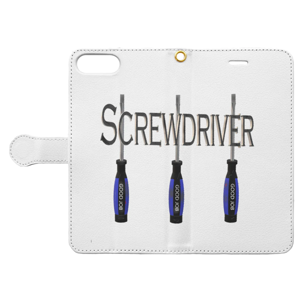 はっぴーあっぴーのscrewdriver 手帳型スマホケースを開いた場合(外側)