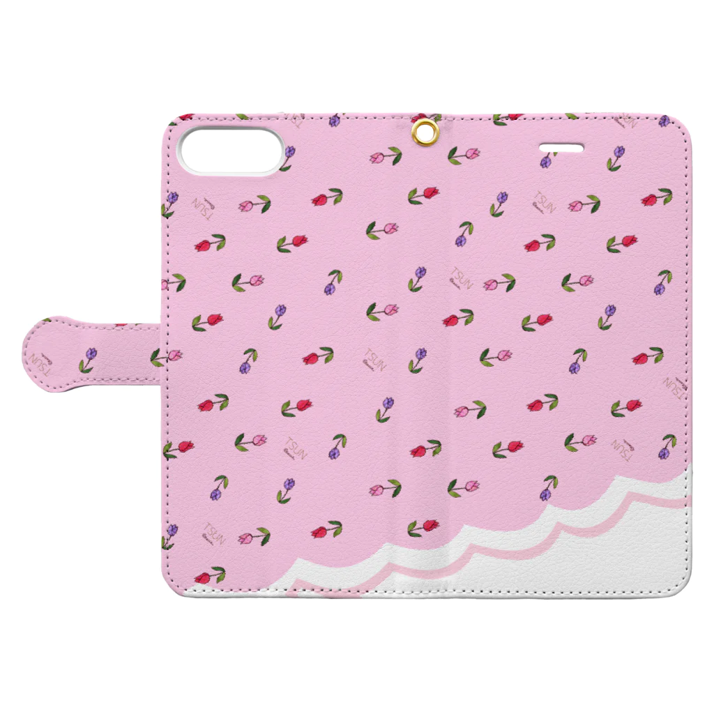 つんたろ村の村長のおみせのTsun tun tulip Book-Style Smartphone Case:Opened (outside)