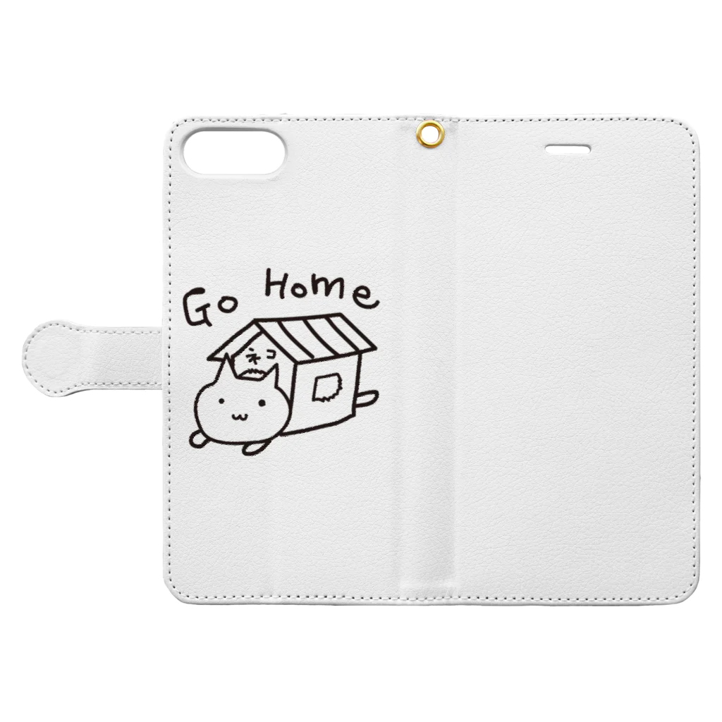 かぶとらのゆるいねこ　「go gome」 Book-Style Smartphone Case:Opened (outside)