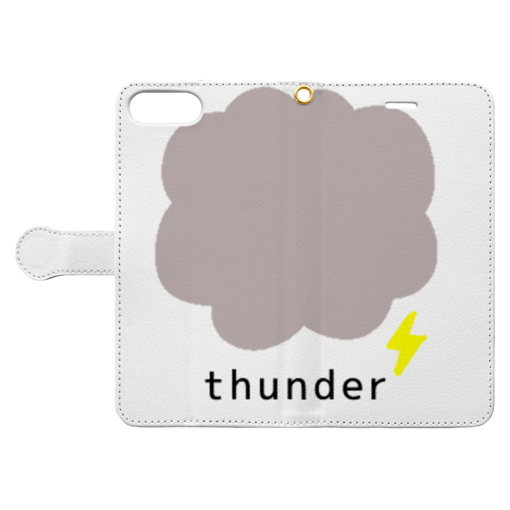 クオッカくおっかのしんぷる にthunder 手帳型スマホケースを開いた場合(外側)