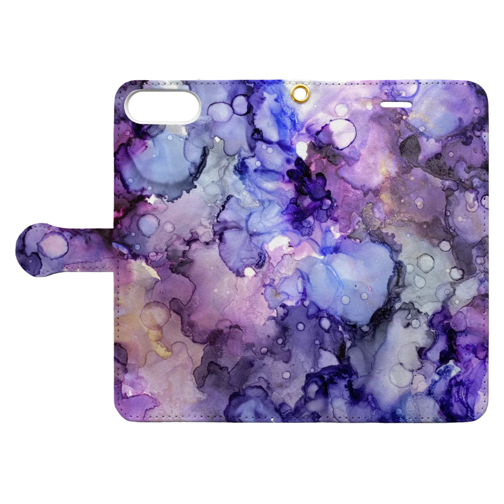 アルコールインクアートアーティスト 零-Rei-のアルコールインクアート 【星雲】 Book-Style Smartphone Case:Opened (outside)