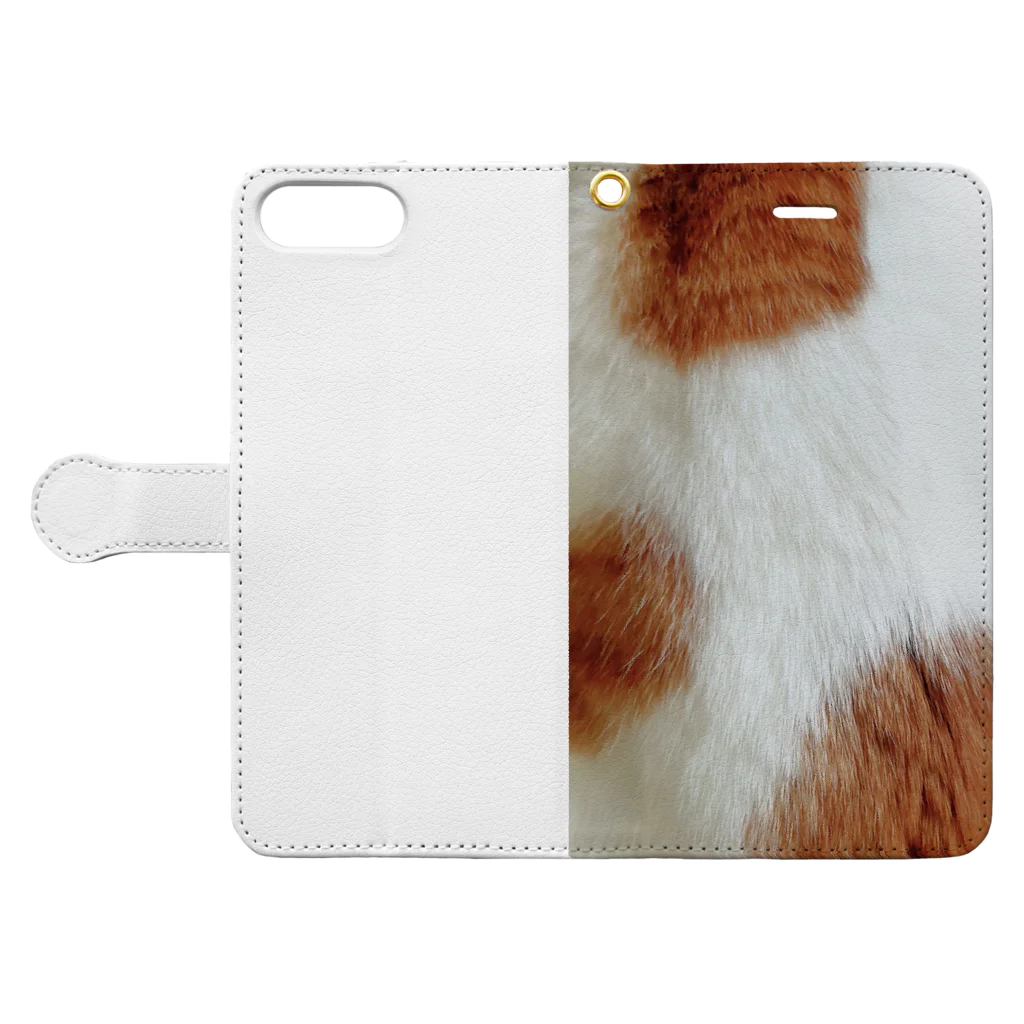 mrkwmrkのにゃんず白茶柄 Book-Style Smartphone Case:Opened (outside)