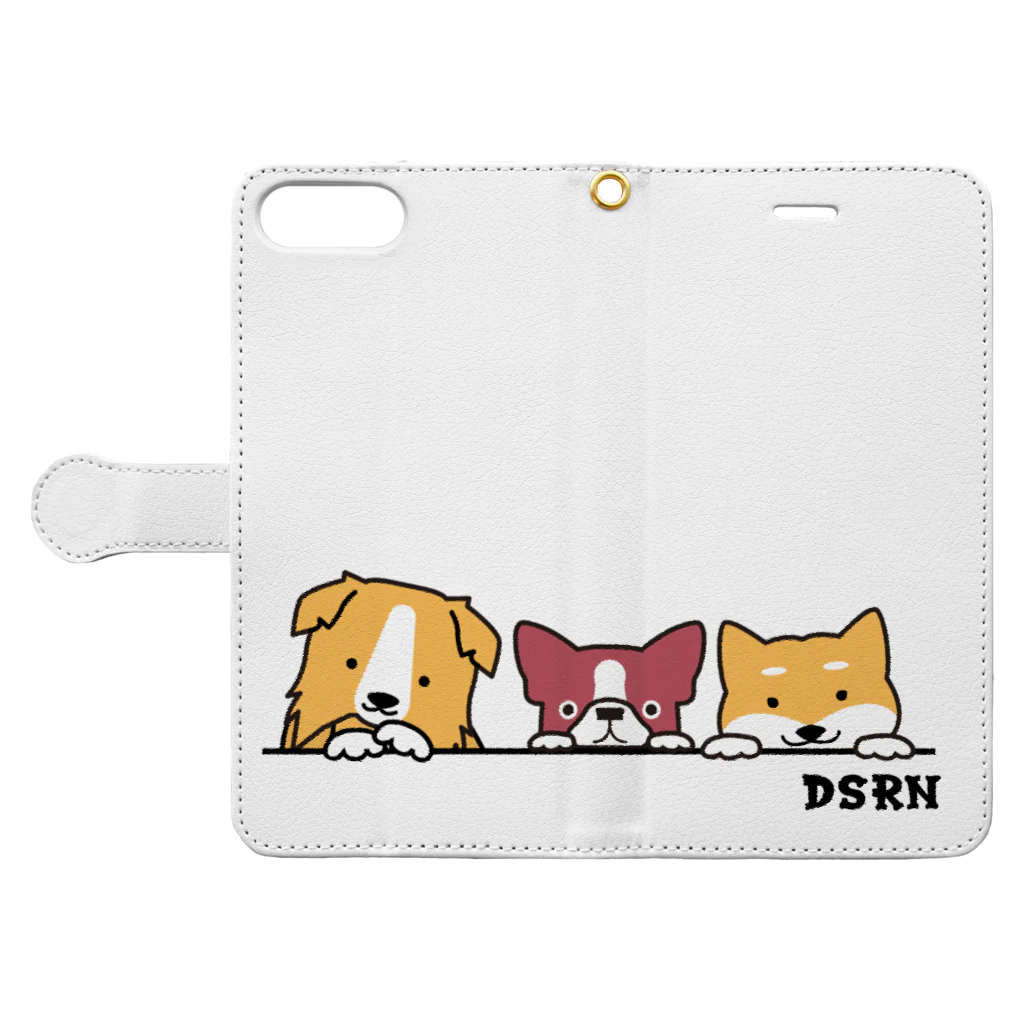 DSRN shopの仲良しの三匹犬 Book-Style Smartphone Case:Opened (outside)