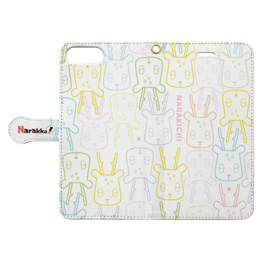 ならきちアイテムショップのならきちモノグラム（カラー） Book-Style Smartphone Case:Opened (outside)