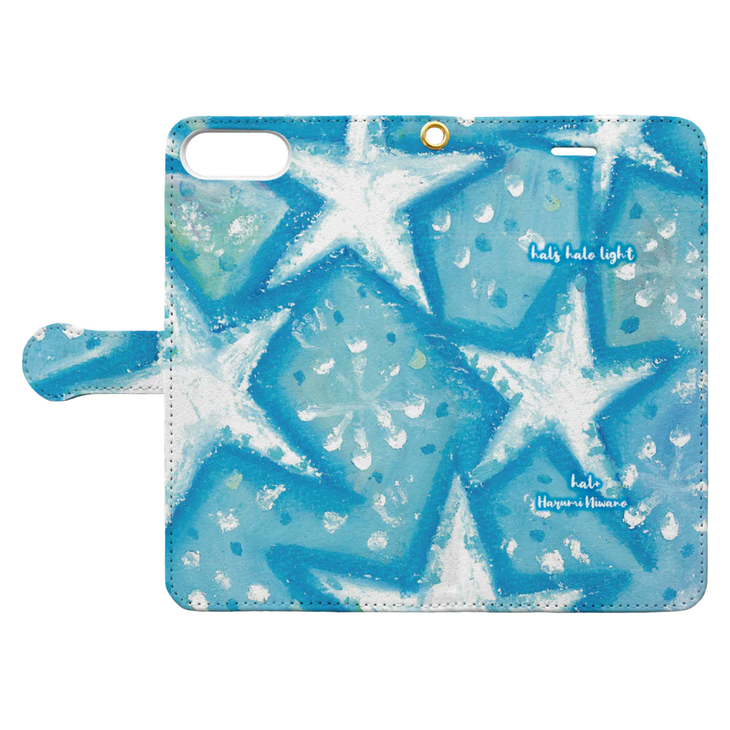 hal+ Harumi Niwanoのbaby blue star Book-Style Smartphone Case:Opened (outside)