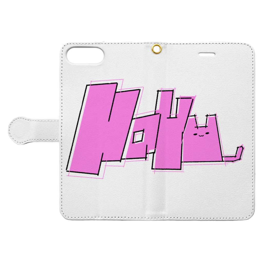 在原なゆ🐱のNayunyan pink Book-Style Smartphone Case:Opened (outside)