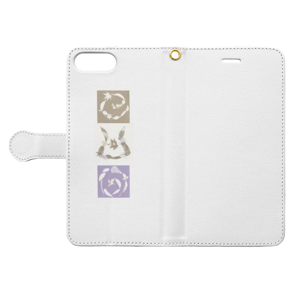 WAMI ARTのヲシテ文字『アウワ』 Book-Style Smartphone Case:Opened (outside)