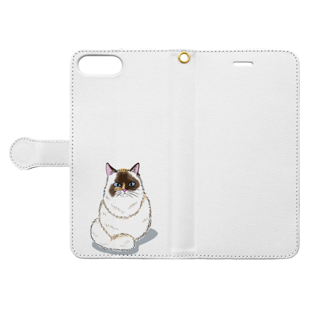 szkaのTAMA the cat Book-Style Smartphone Case:Opened (outside)