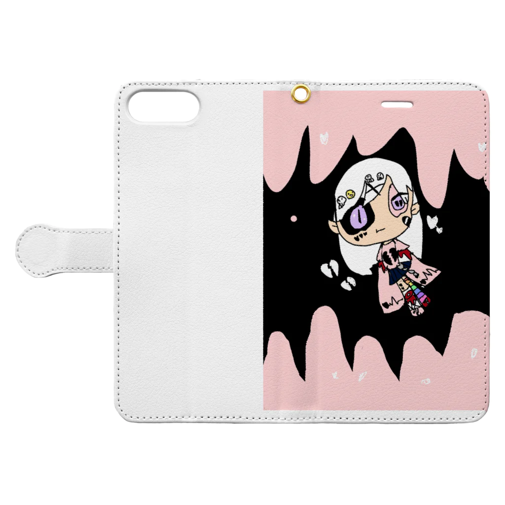 こわかわギャラリーのPINKBLACK Book-Style Smartphone Case:Opened (outside)