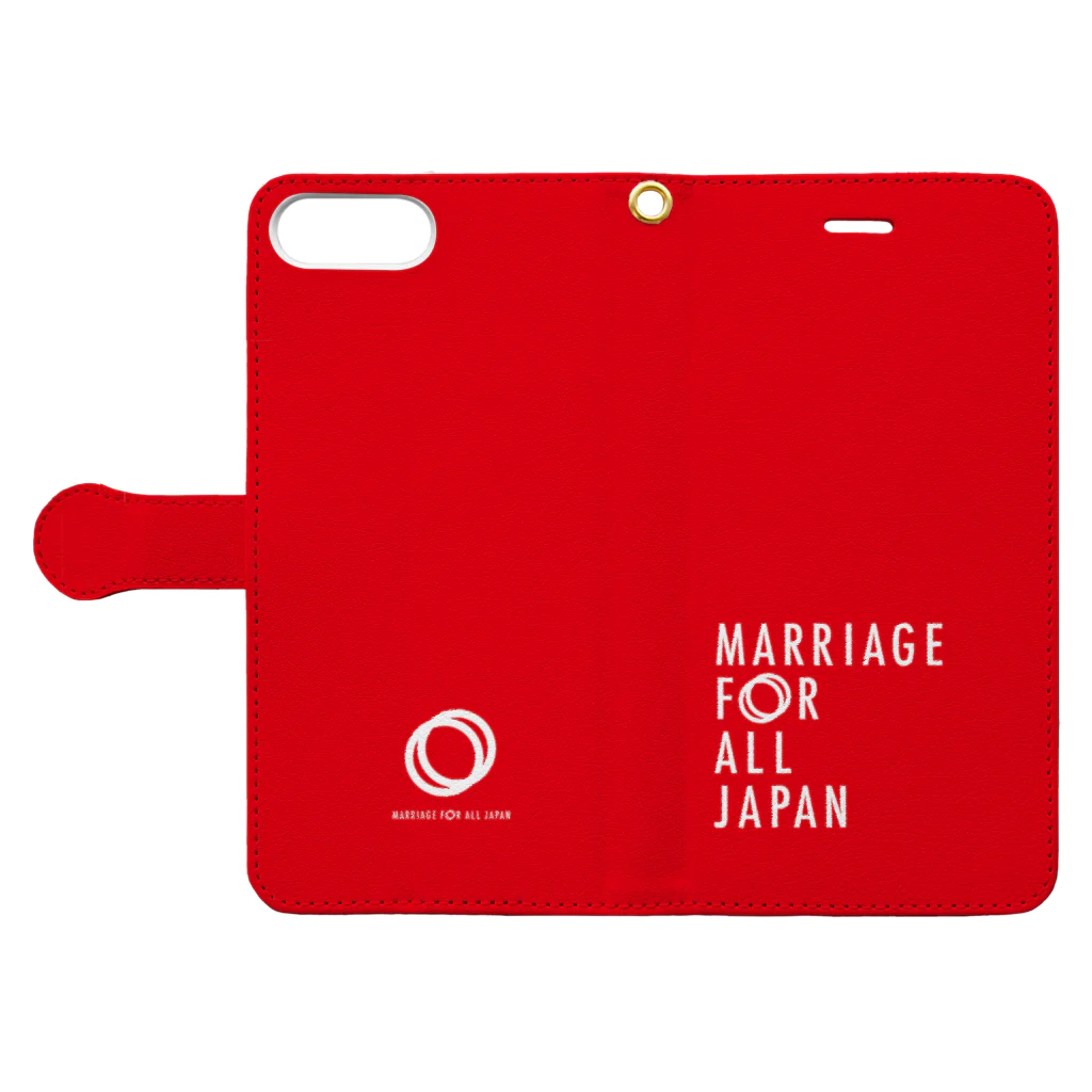 マリフォー応援グッズ販売サイトのMarriageForAllJapan手帳型スマホケース1 手帳型スマホケースを開いた場合(外側)