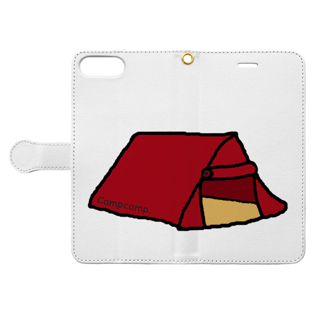 Campcamp.のCampcampのテント　赤 Book-Style Smartphone Case:Opened (outside)